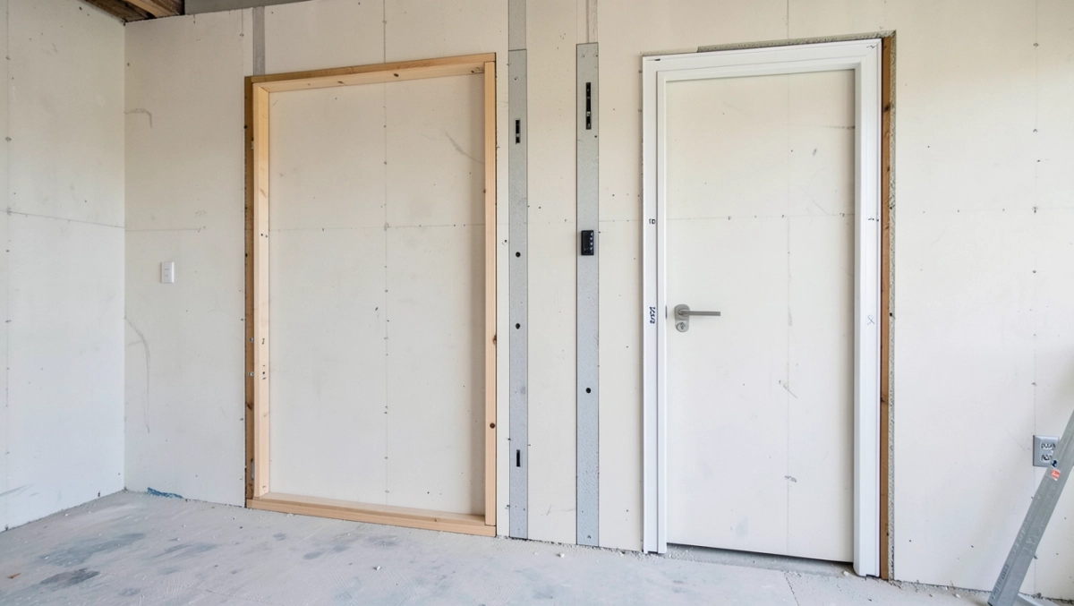 budowa ścianki działowej z drzwiami