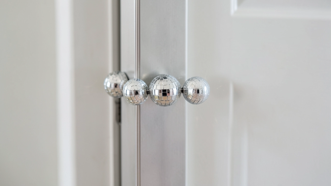 Stalowe koraliki na drzwi