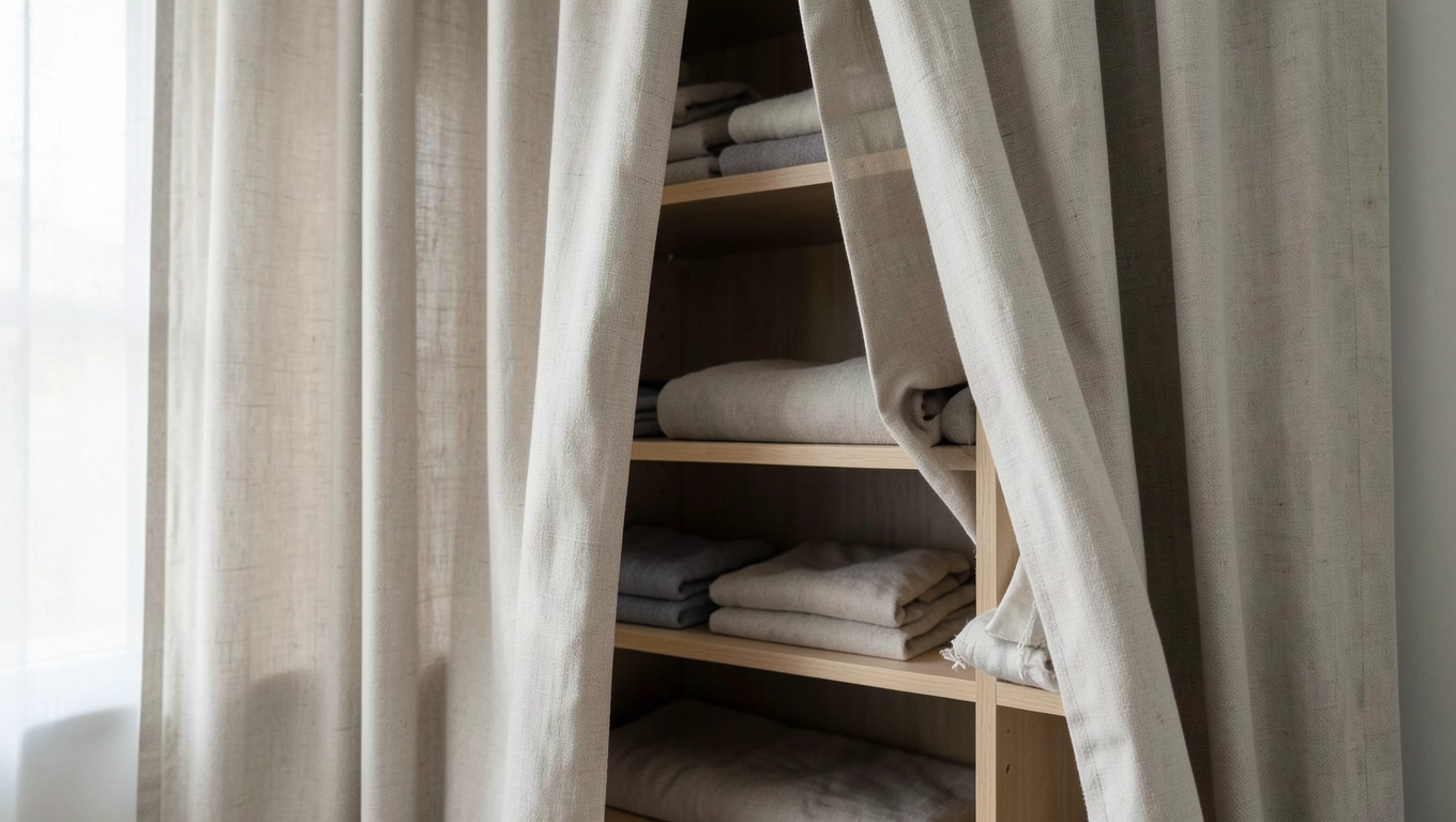 zasłona do szafy zamiast drzwi